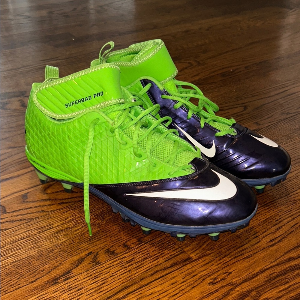 Nike Superbad Pro Men’s Football Cleats in Green, Purple & White Size 14